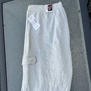Gray  + black Casual capri joggers plus size